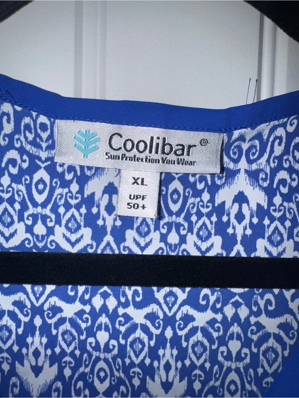 Blue and White Printed Tunic‎ 50 UPF sun protectant swim coverup